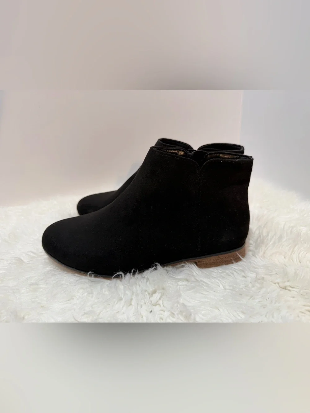 Girls Sz 4 Black Suede Art Class Ankle Boots - Classic Zip Bootie